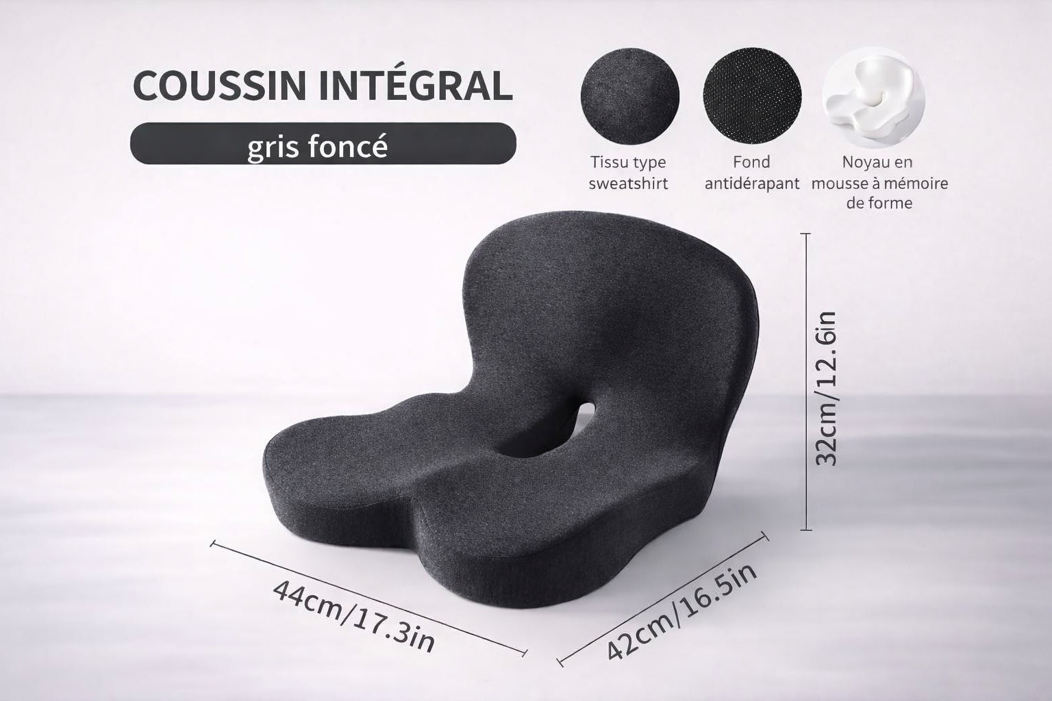 Coussin de siège ergonomique avec dossier - vue principale